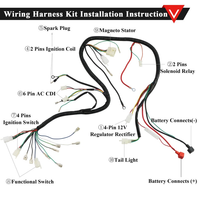 PRO BAT ATV Electric AC Wiring Harness Kit with Full Copper Wire for Lifan Loncin Zongshen YX 150CC 200CC 250CC 300CC Engine Go Kart ATV Pit Dirt Quad Bike - Image 2